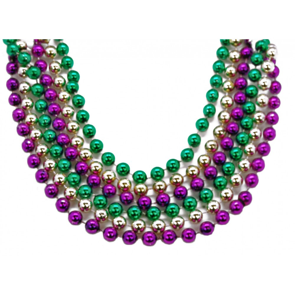 12mm - 60” Purple, Green & Gold Beads